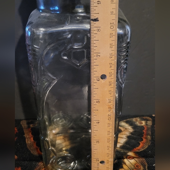 Ornate Embossed Clear Glass Apothecary Canister Cork Lid Large - Picture 8 of 10